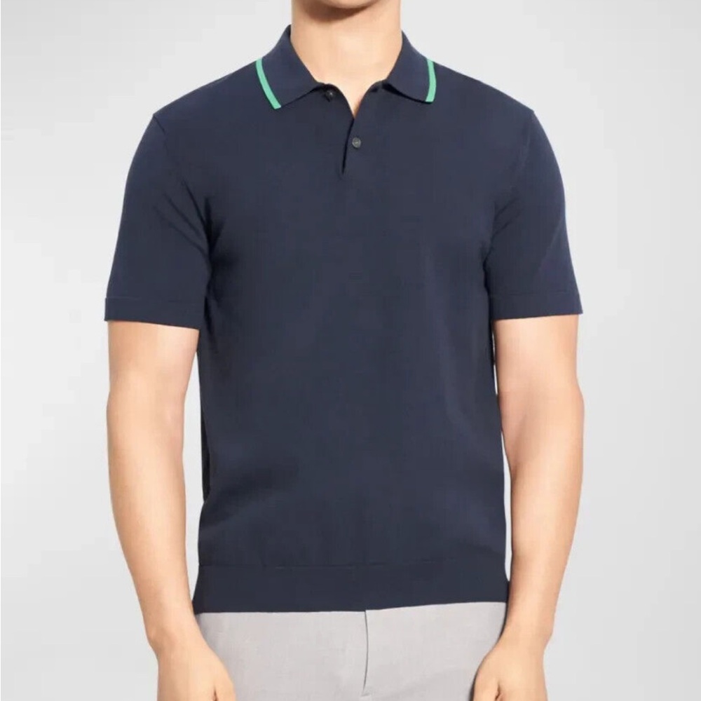 Theory brand super fine knit navy Polo XL